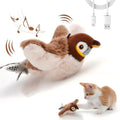 Flapping Bird Cat Toy Lifelike Bird Chirp Plush Interactive Pet Toy Touch Activated Kitten Toy Rechargeable USB Cable Included
