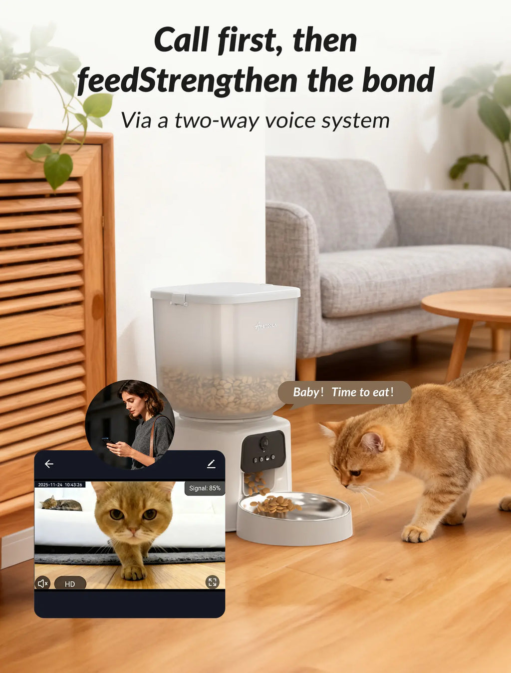 Automatic Cat Feeder with Camera, 5L Timed Cat Food Feeder,2-Way Audio & App Remote Control,Desiccant Bag,Auto Pet Dispenser for Cats and Dogs