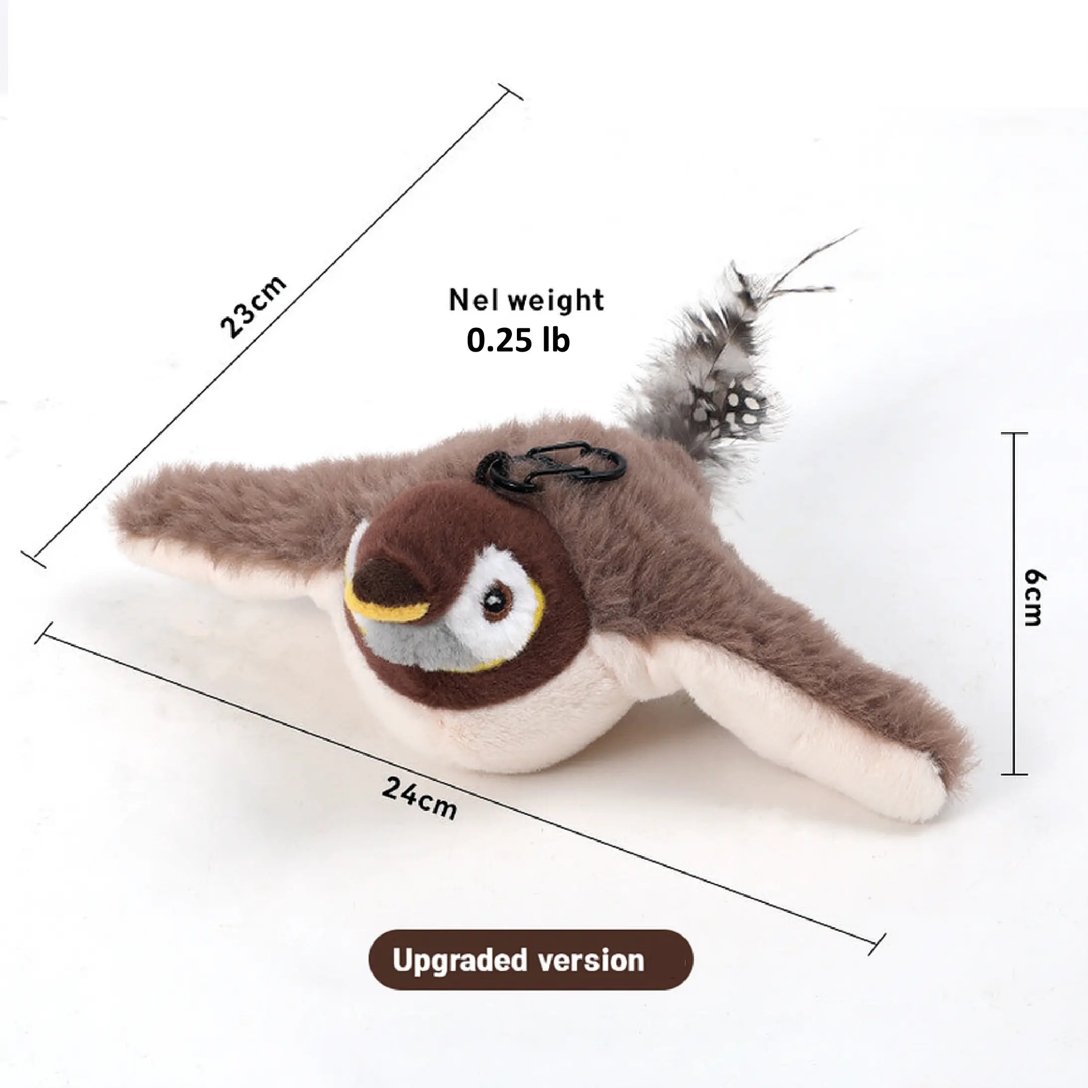Flapping Bird Cat Toy Lifelike Bird Chirp Plush Interactive Pet Toy Touch Activated Kitten Toy Rechargeable USB Cable Included