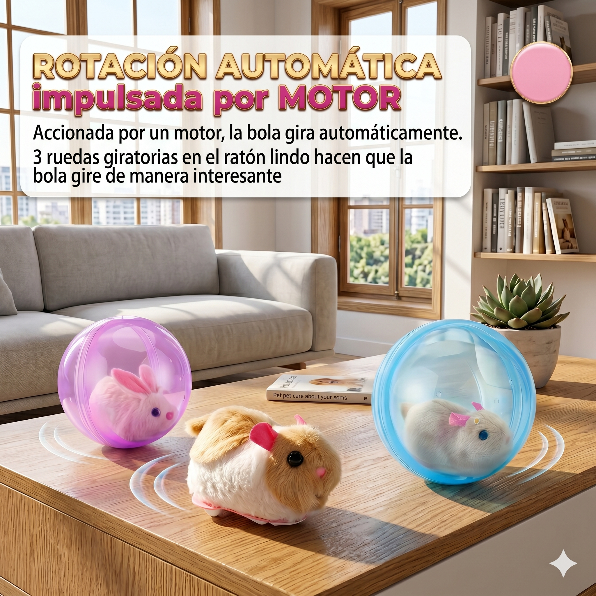 Bola Interactiva Automática para Gatos | Recargable USB | 3 Colores