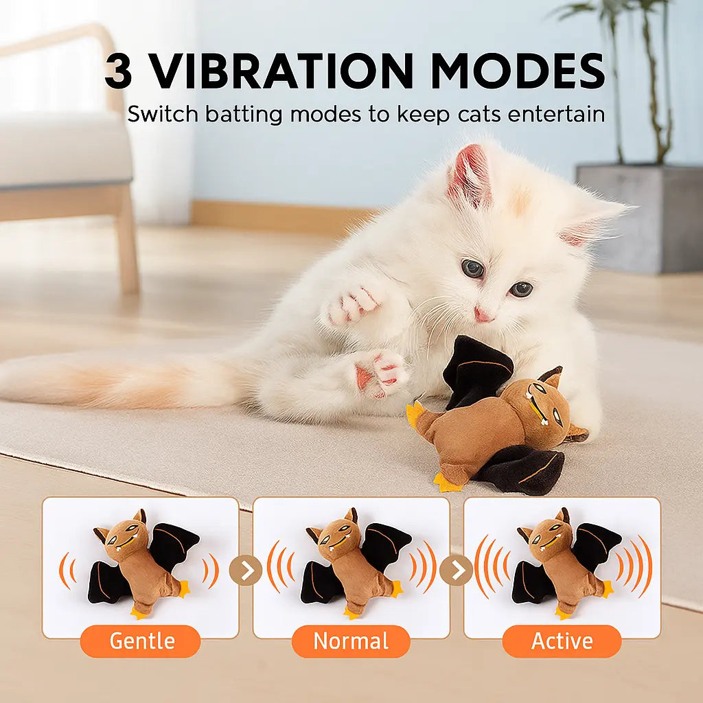 Flapping Bird Cat Toy Lifelike Bird Chirp Plush Interactive Pet Toy Touch Activated Kitten Toy Rechargeable USB Cable Included